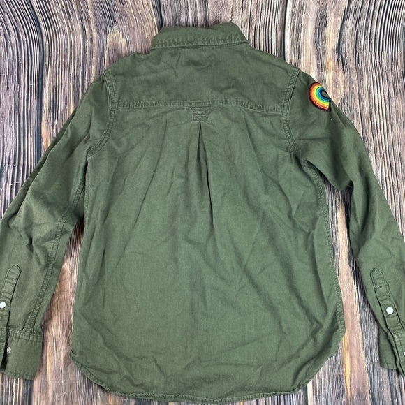 Tractr Olive Green Button Down Shirt- M 10/12 - Picture 10 of 13